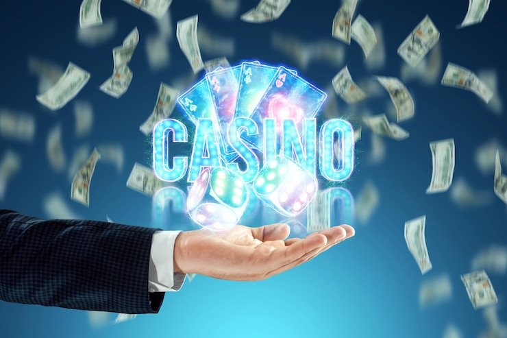 Pengguna memegang smartphone dengan tampilan game hiburan sports betting